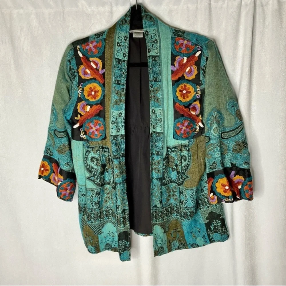 Soft Surroundings Istanbul Kimono Jacket Embroidered Tapestry Size XS - Picture 4 of 12